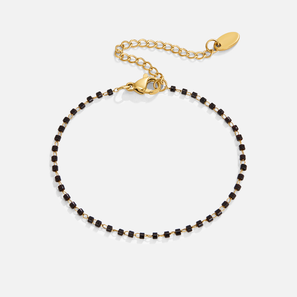Black Bead Stretch Bracelet for Women