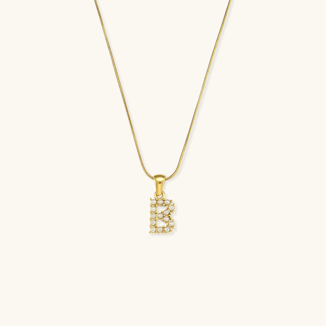 Initial Letter Pearl Pendant Necklace