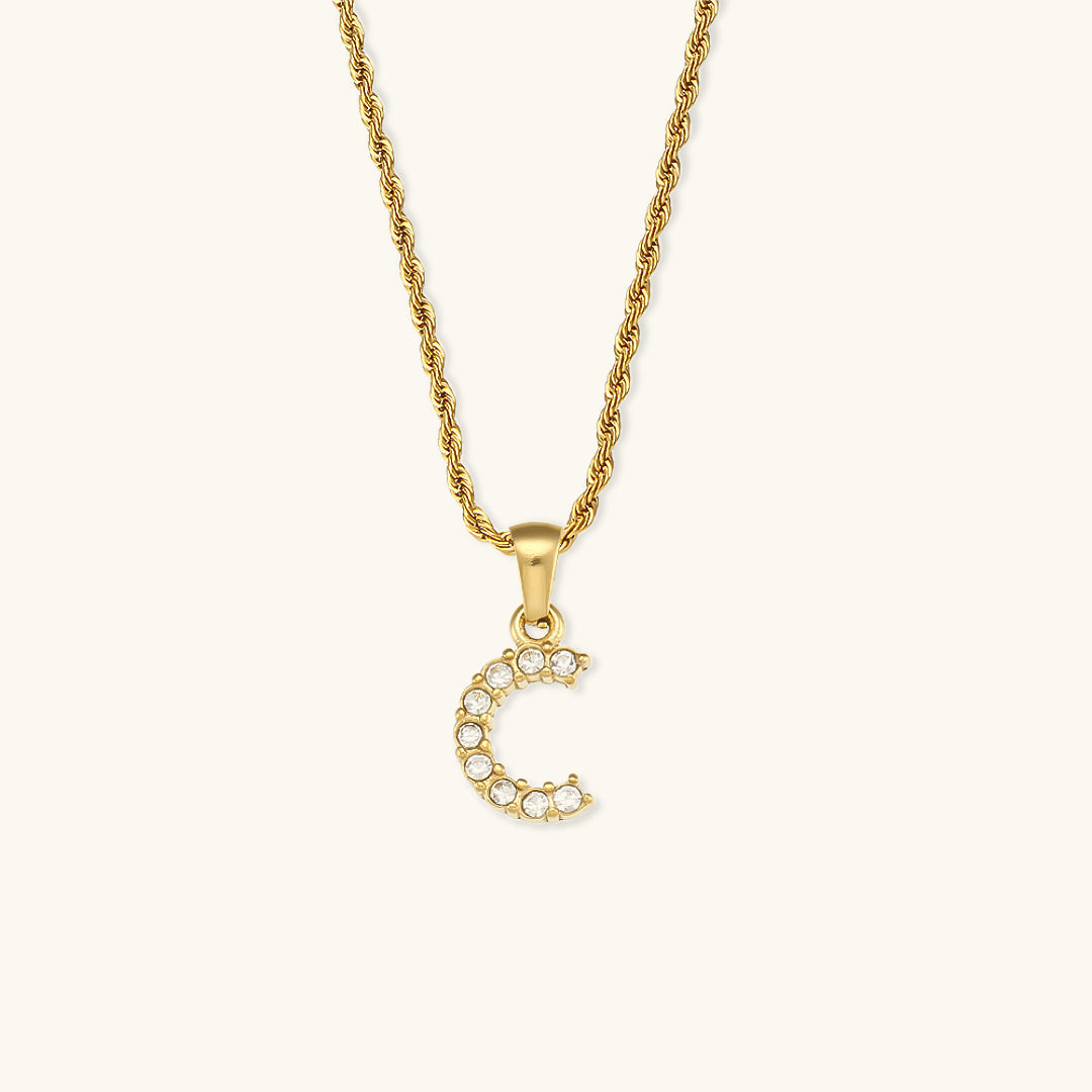 Initial Diamond Pendant Necklace for Women
