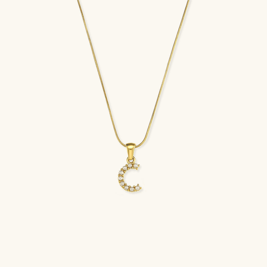 Initial Letter Pearl Pendant Necklace