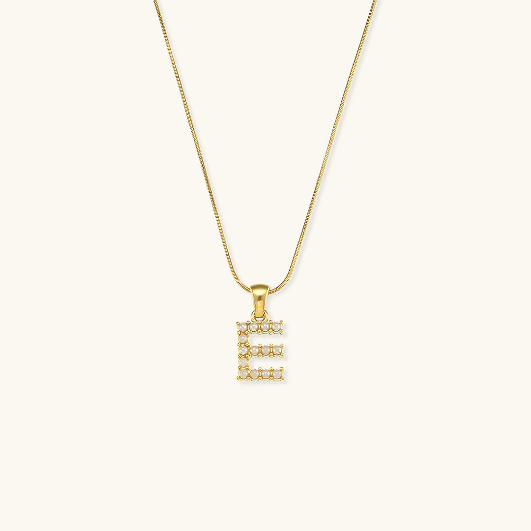 Initial Letter Pearl Pendant Necklace