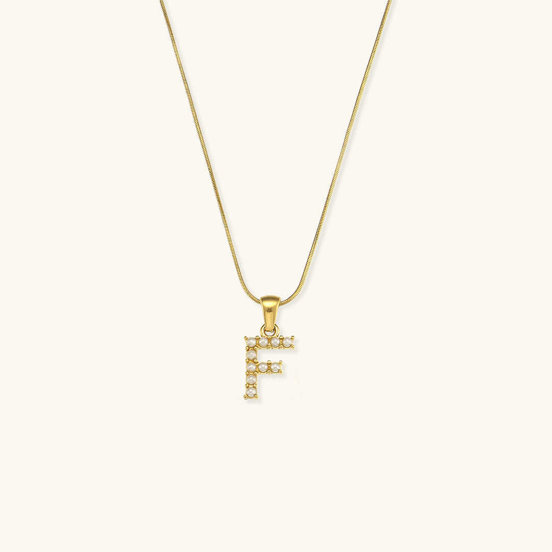 Initial Letter Pearl Pendant Necklace