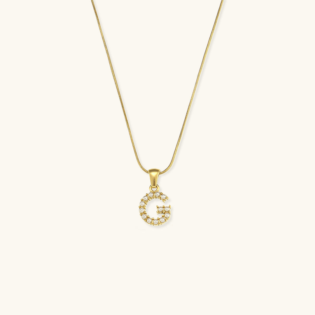 Initial Letter Pearl Pendant Necklace