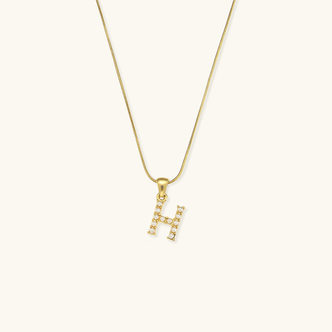 Initial Letter Pearl Pendant Necklace