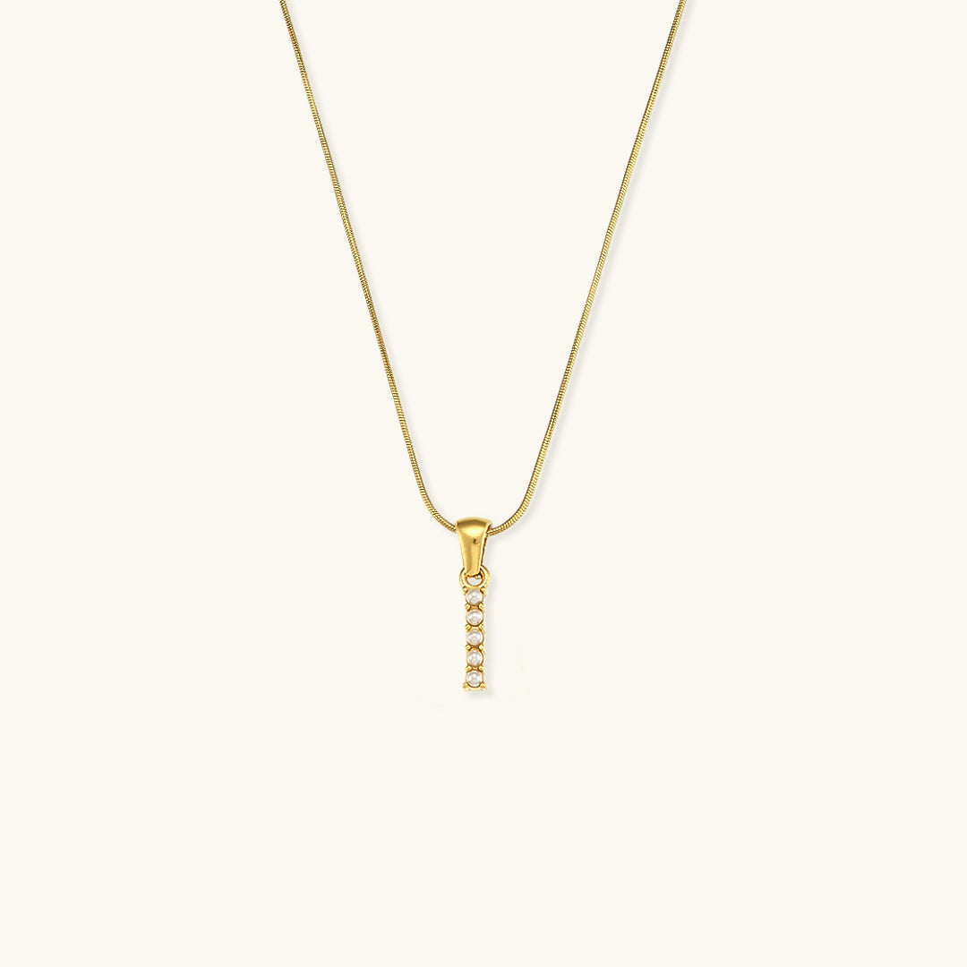 Initial Letter Pearl Pendant Necklace