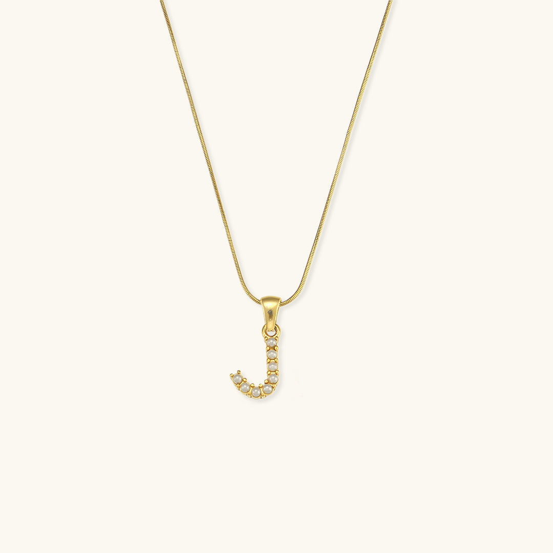 Initial Letter Pearl Pendant Necklace
