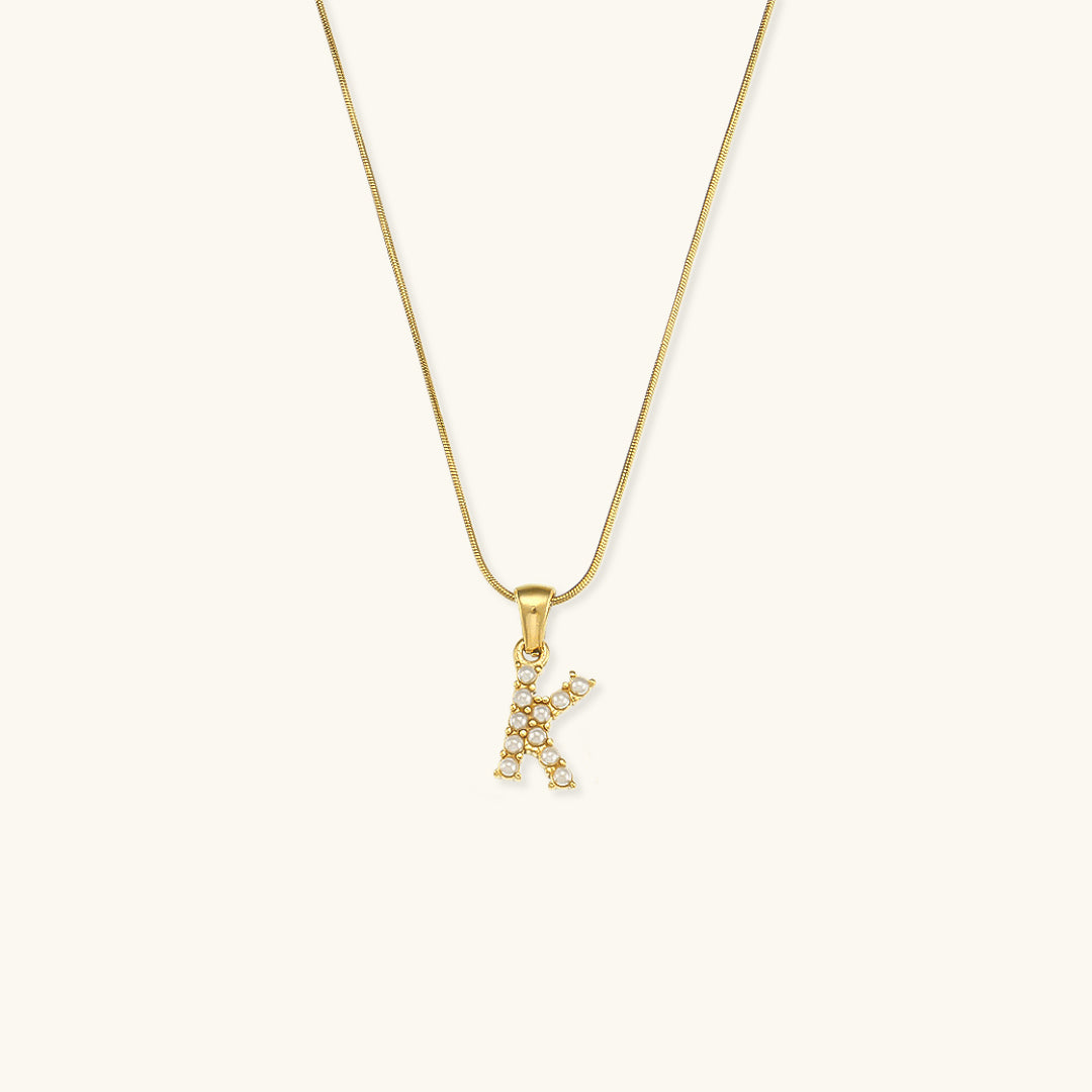 Initial Letter Pearl Pendant Necklace