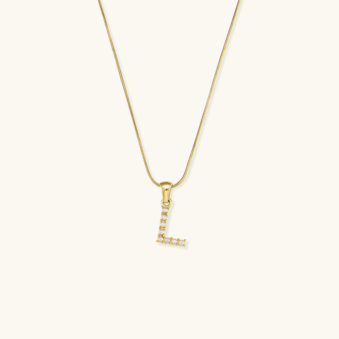 Initial Letter Pearl Pendant Necklace