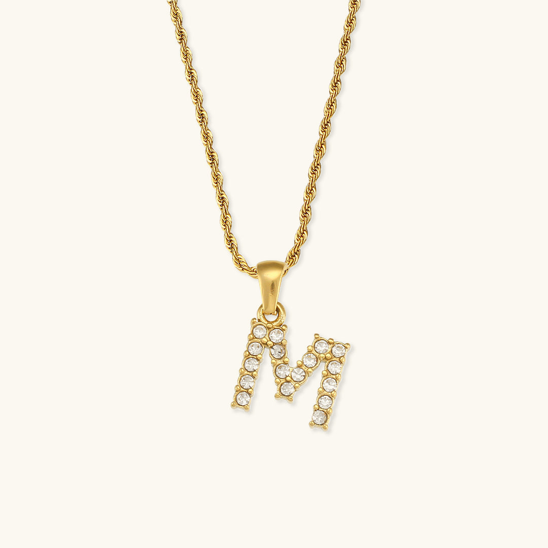 Initial Diamond Pendant Necklace for Women
