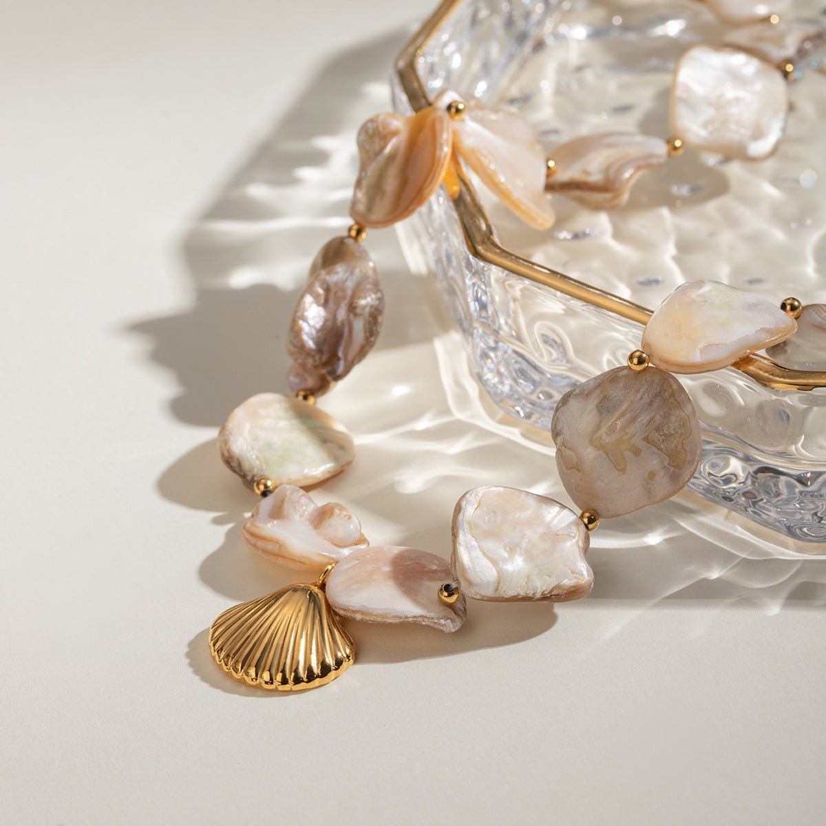 Aquamarine Seashell Pendant Necklace