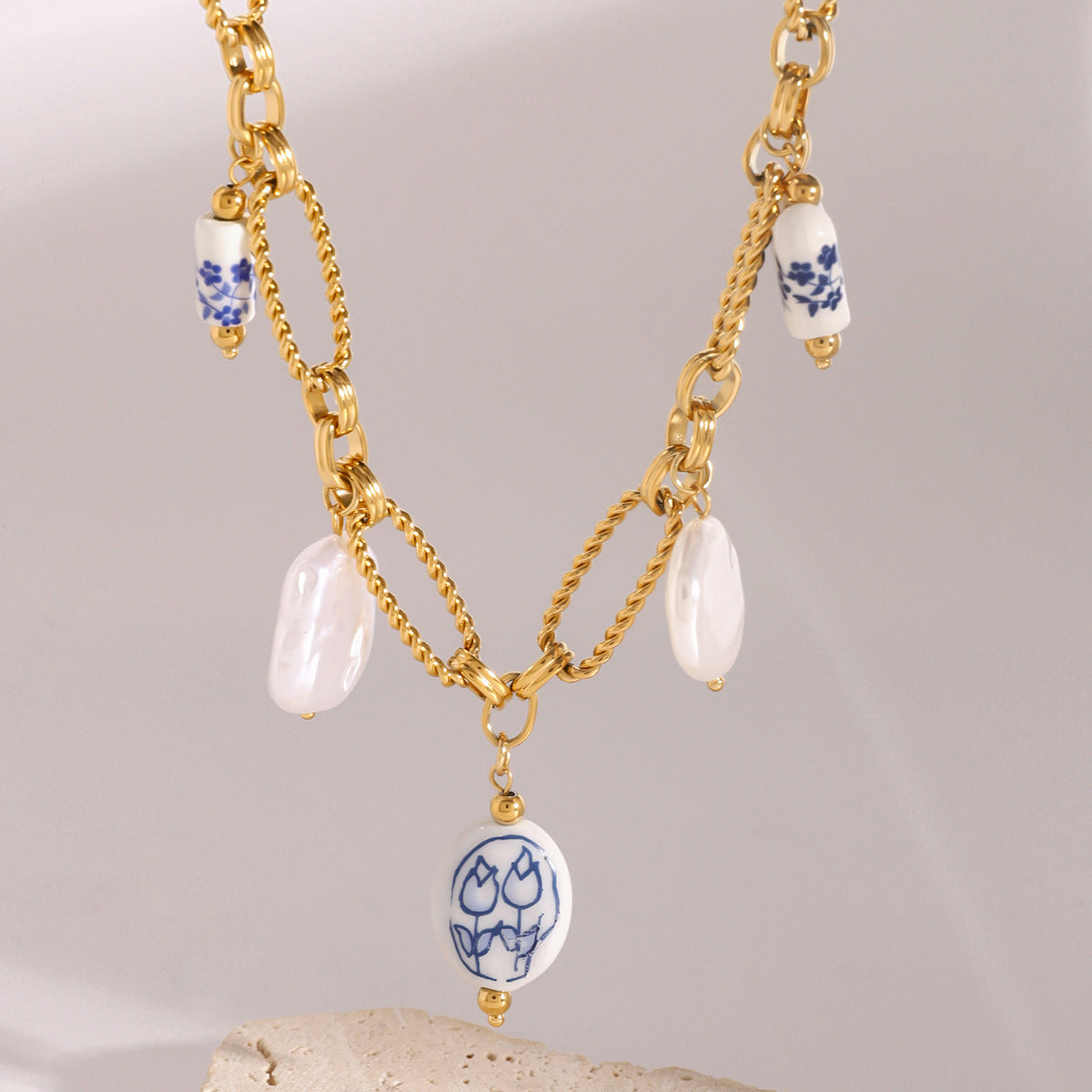 Cerulean Freshwater Pearl Statement Necklace