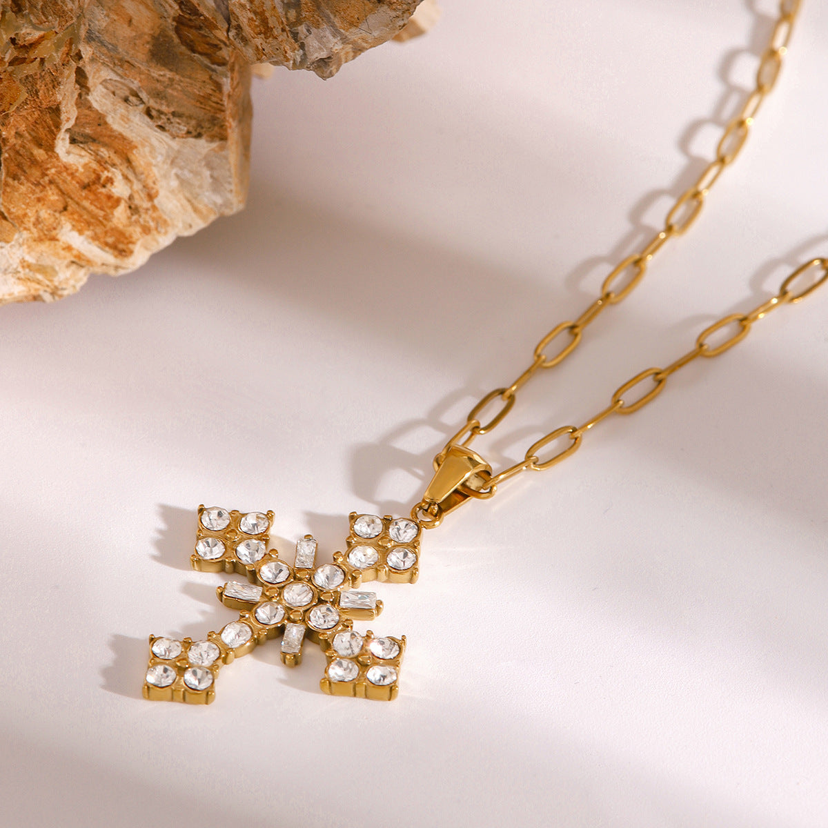 Crystal Cross Pendant Necklace for Women