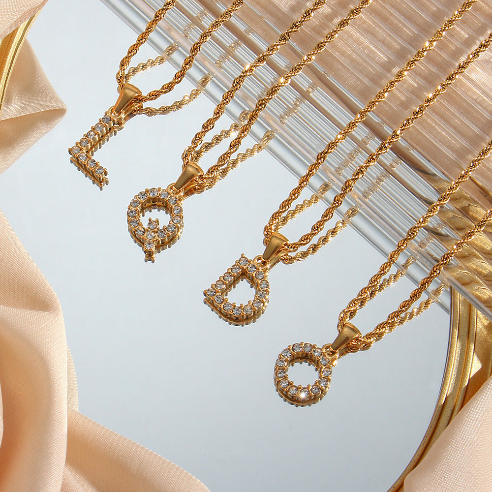 Initial Diamond Pendant Necklace for Women