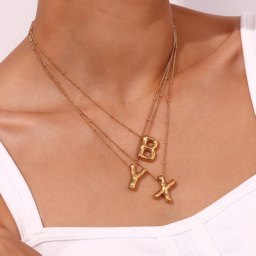 Gold Initial Pendant Necklace for Women