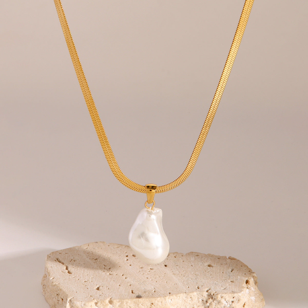 Herringbone Pearl Statement Necklace