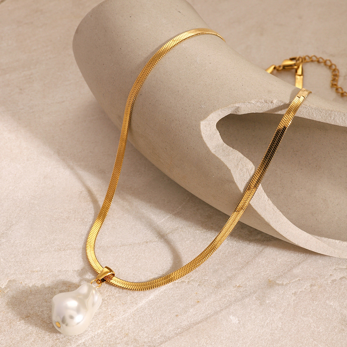 Herringbone Pearl Statement Necklace