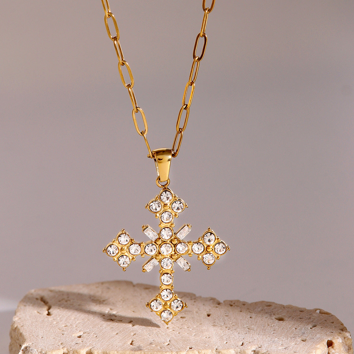 Crystal Cross Pendant Necklace for Women