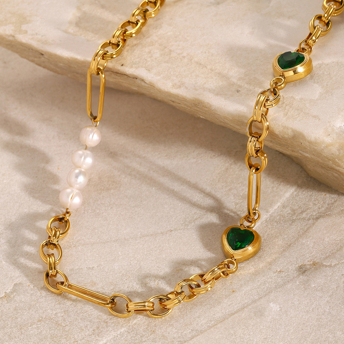 Pearl Chain Gold Statement Necklace