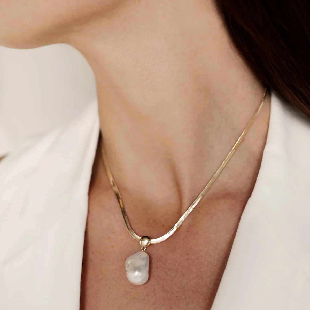 Herringbone Pearl Statement Necklace
