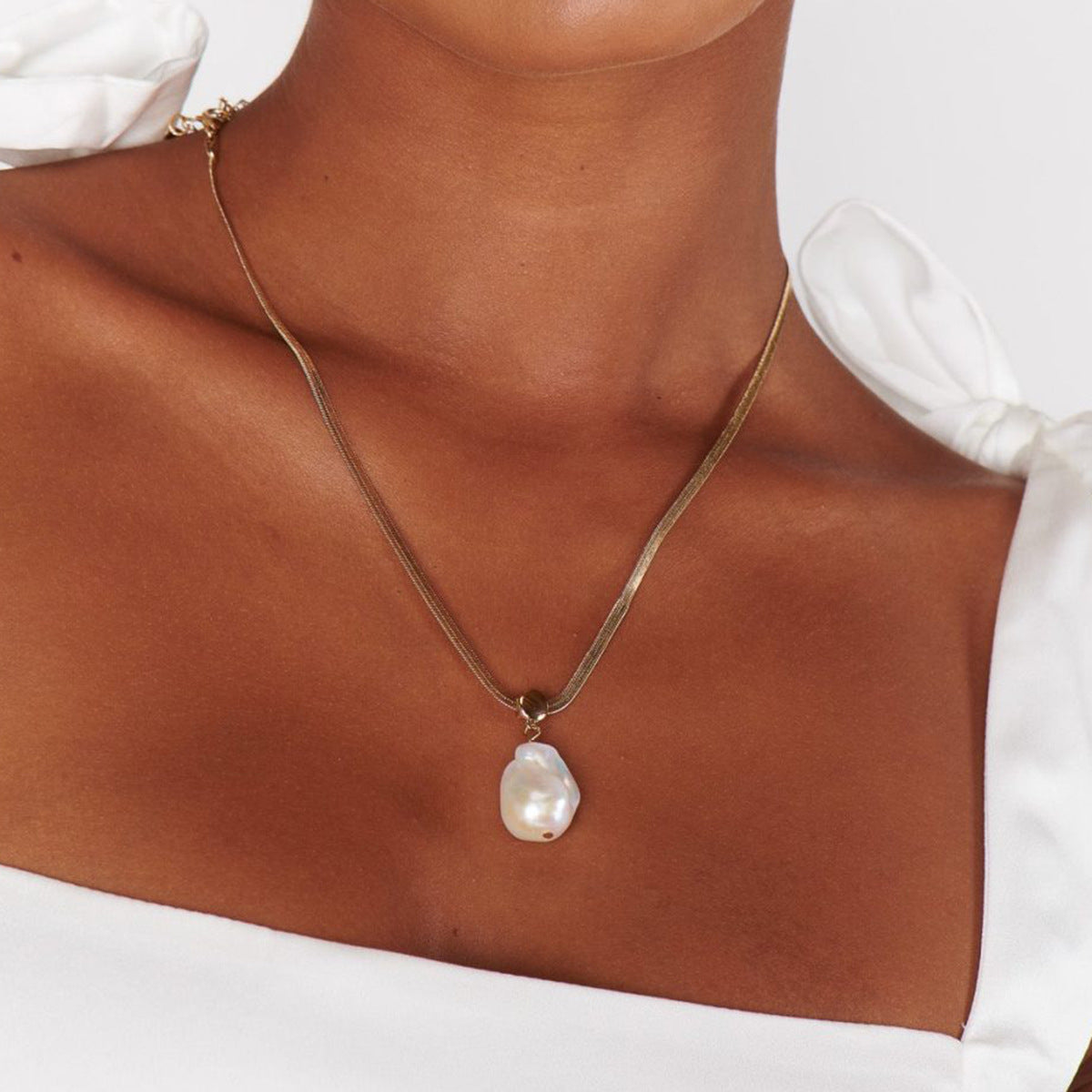 Herringbone Pearl Statement Necklace
