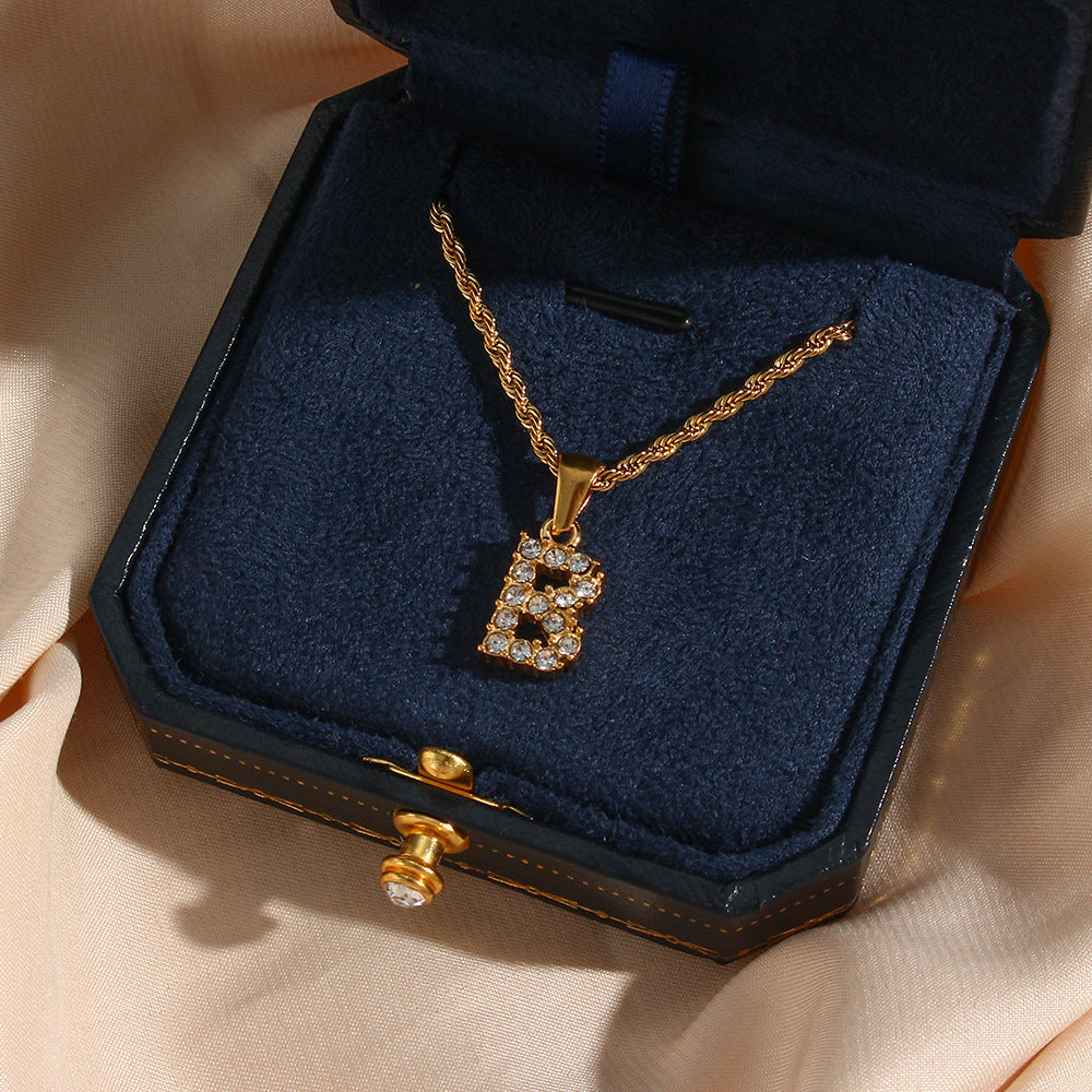 Initial Diamond Pendant Necklace for Women