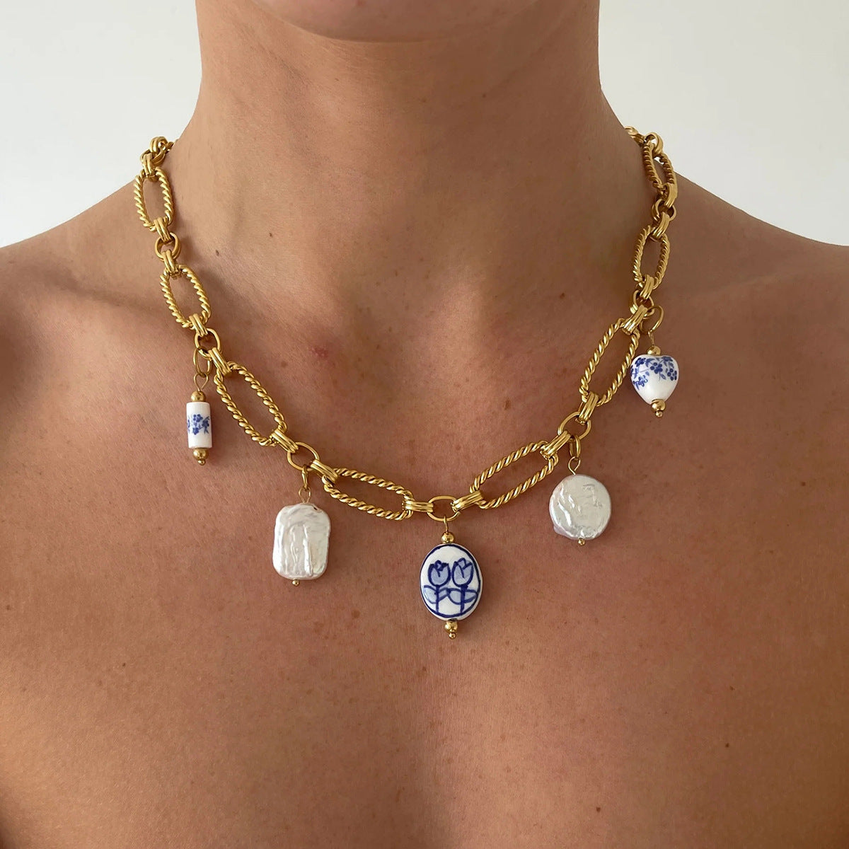 Cerulean Freshwater Pearl Statement Necklace