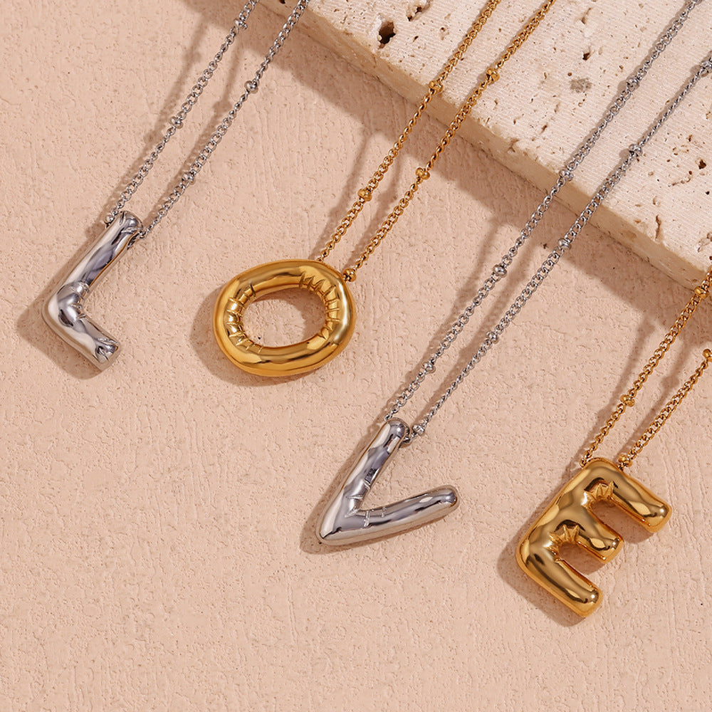 Gold Initial Pendant Necklace for Women