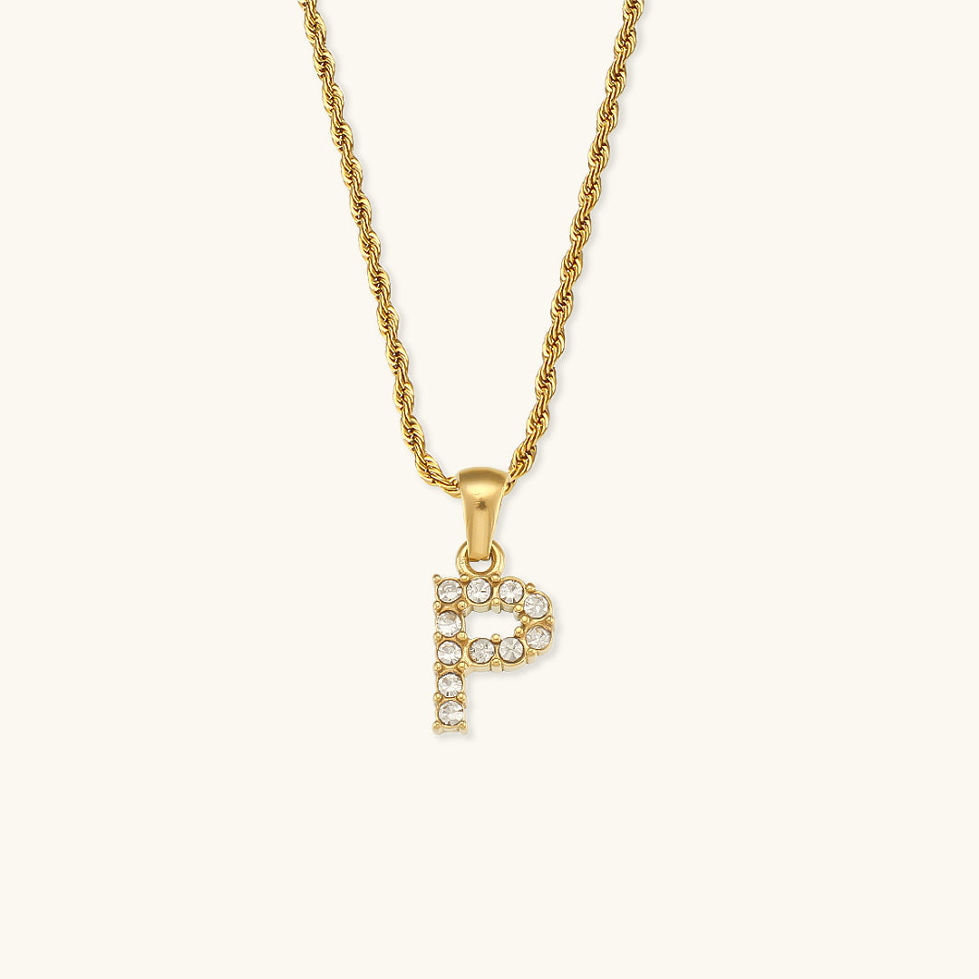 Initial Diamond Pendant Necklace for Women