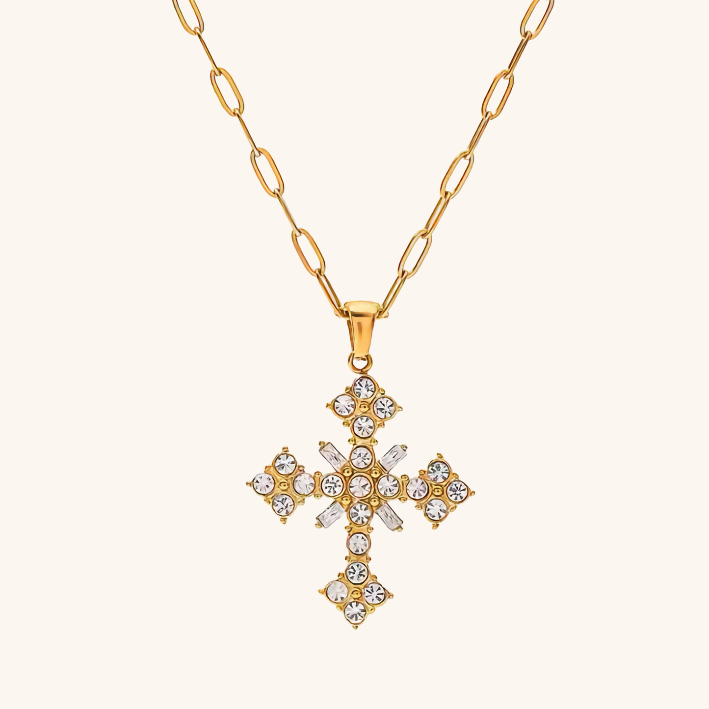 Crystal Cross Pendant Necklace for Women