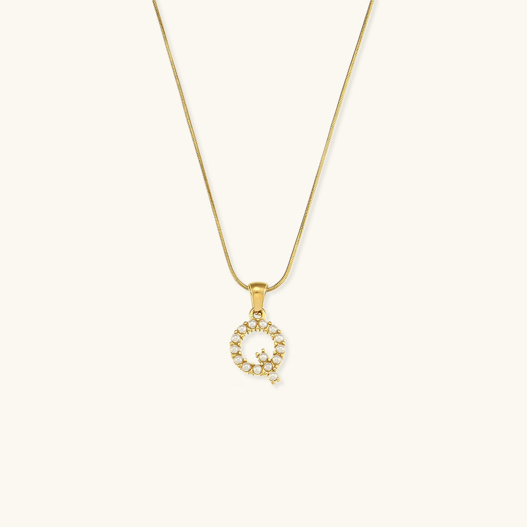 Initial Letter Pearl Pendant Necklace