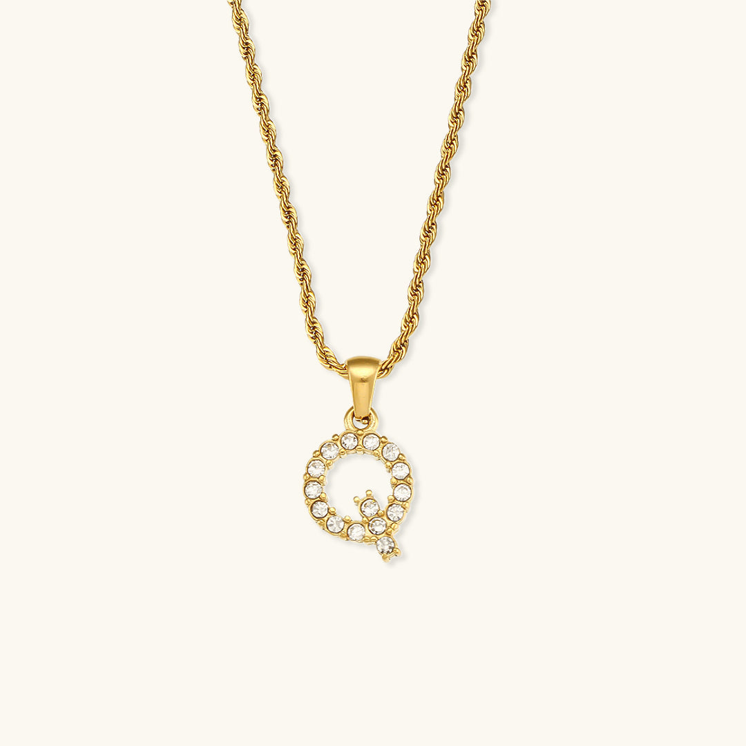 Initial Diamond Pendant Necklace for Women