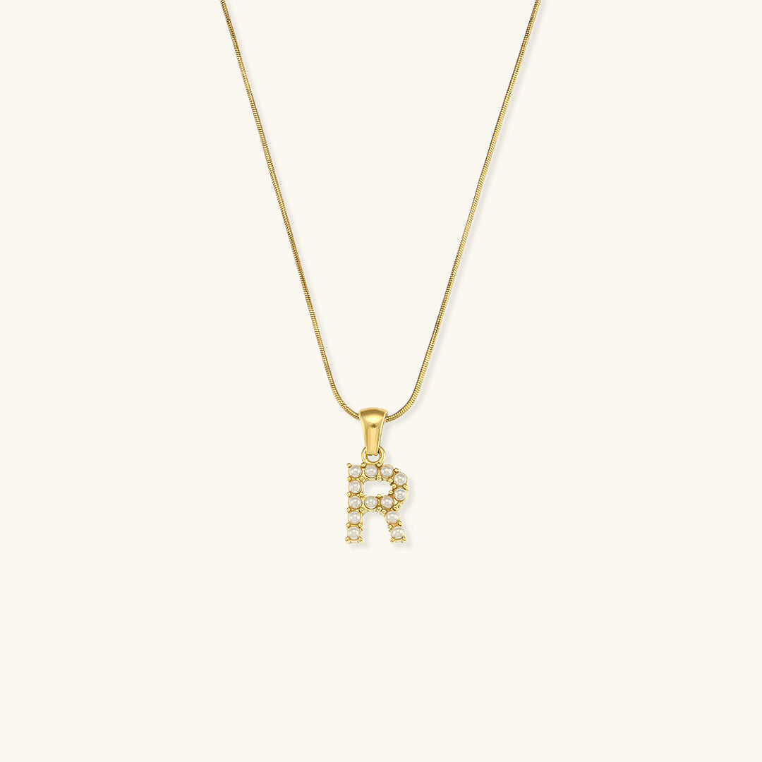 Initial Letter Pearl Pendant Necklace