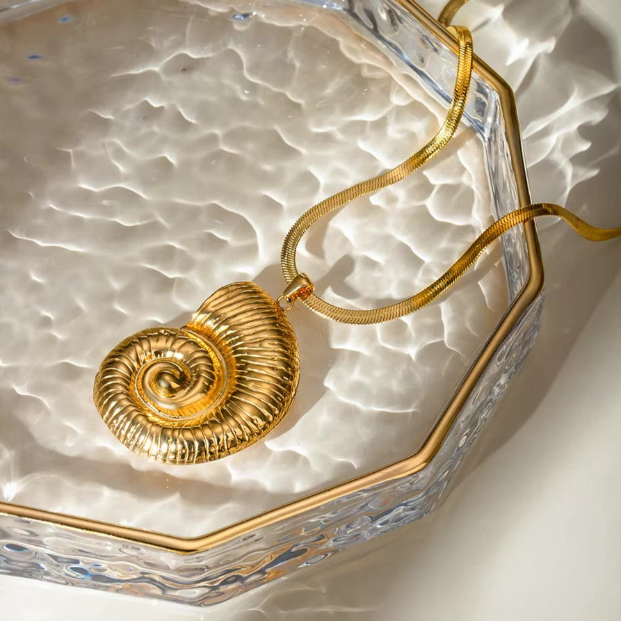 Gold Nautilus Shell Pendant Necklace