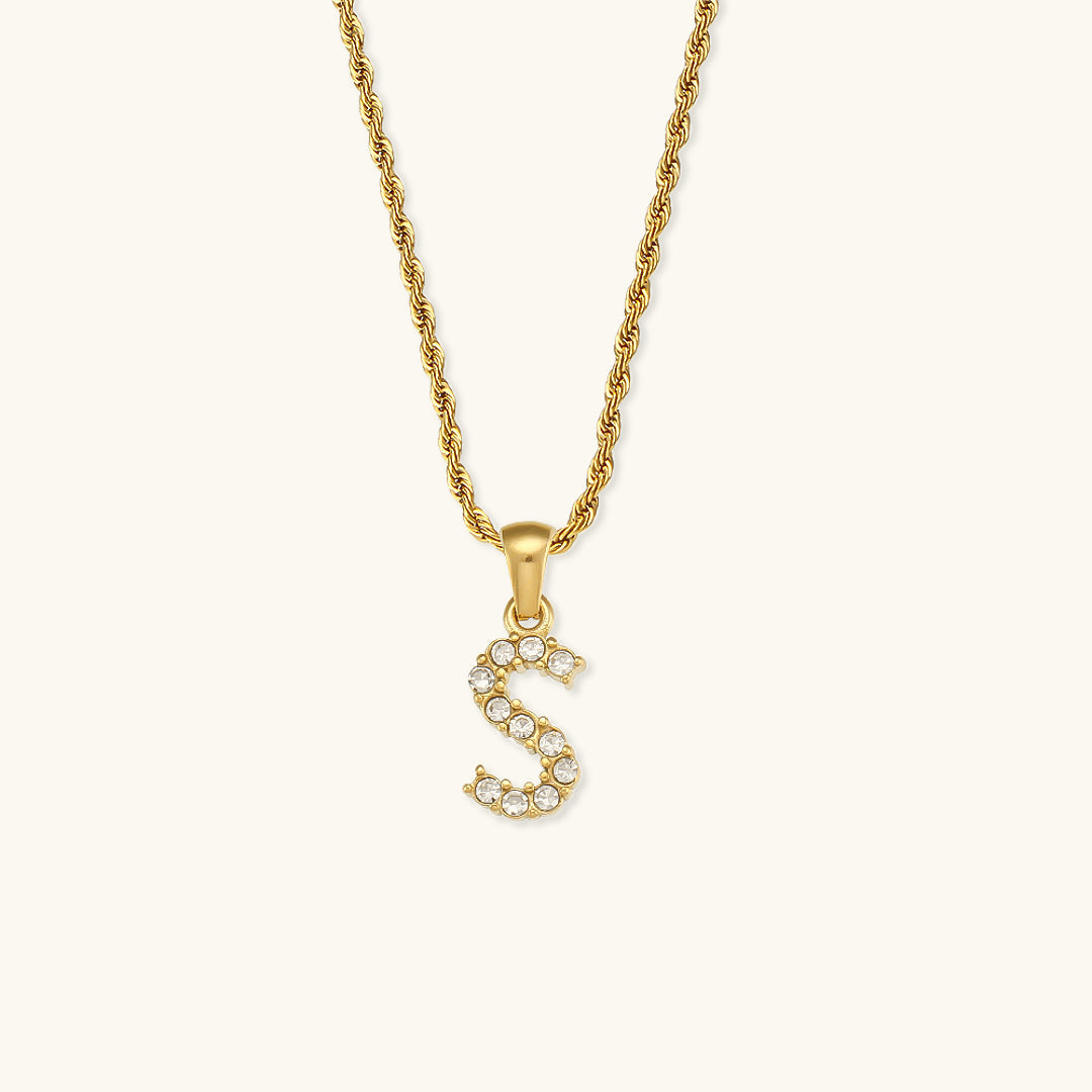 Initial Diamond Pendant Necklace for Women