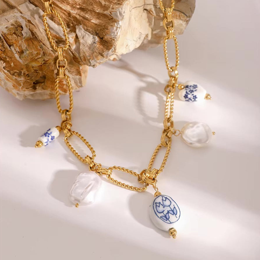 Cerulean Freshwater Pearl Statement Necklace