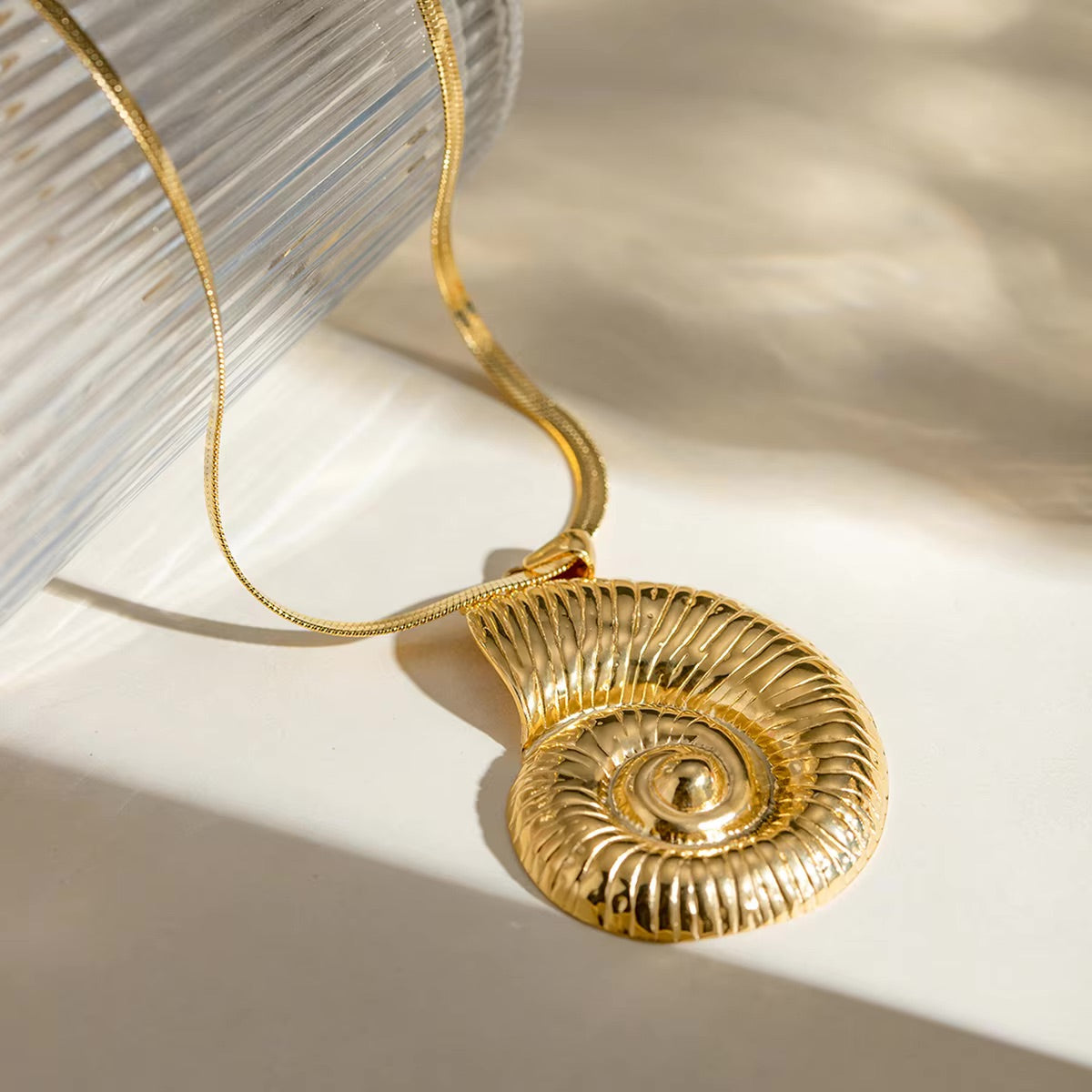 Gold Nautilus Shell Pendant Necklace