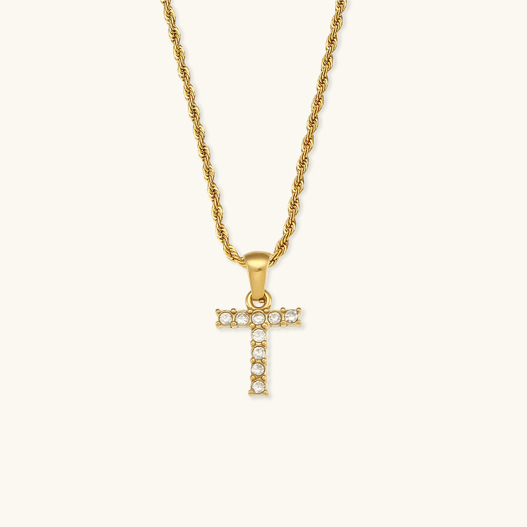 Initial Diamond Pendant Necklace for Women