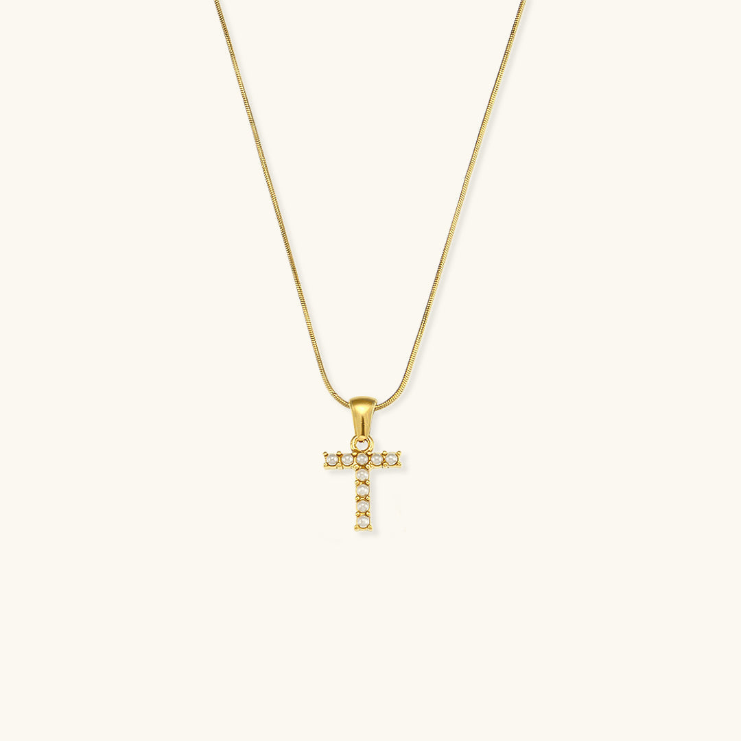 Initial Letter Pearl Pendant Necklace