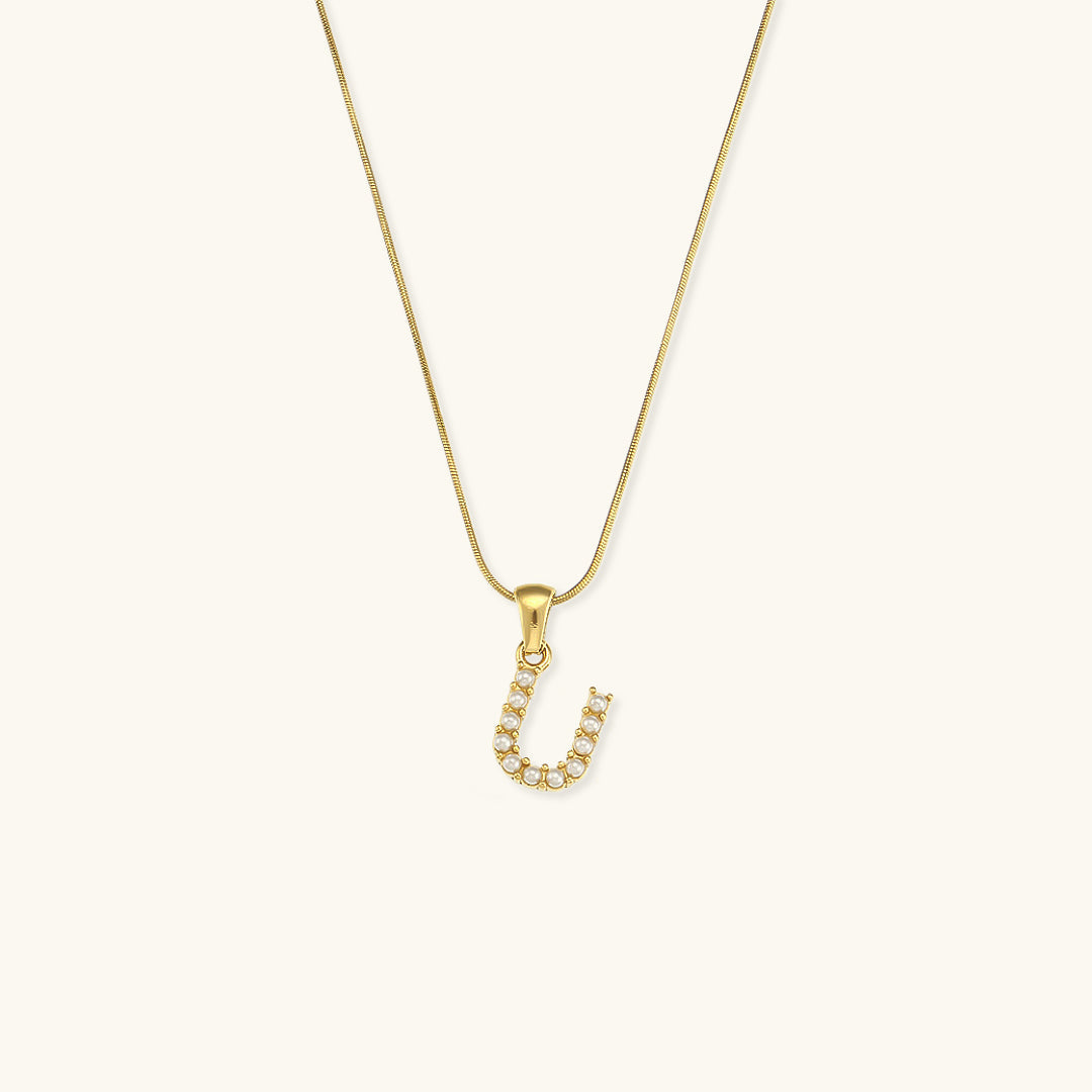 Initial Letter Pearl Pendant Necklace