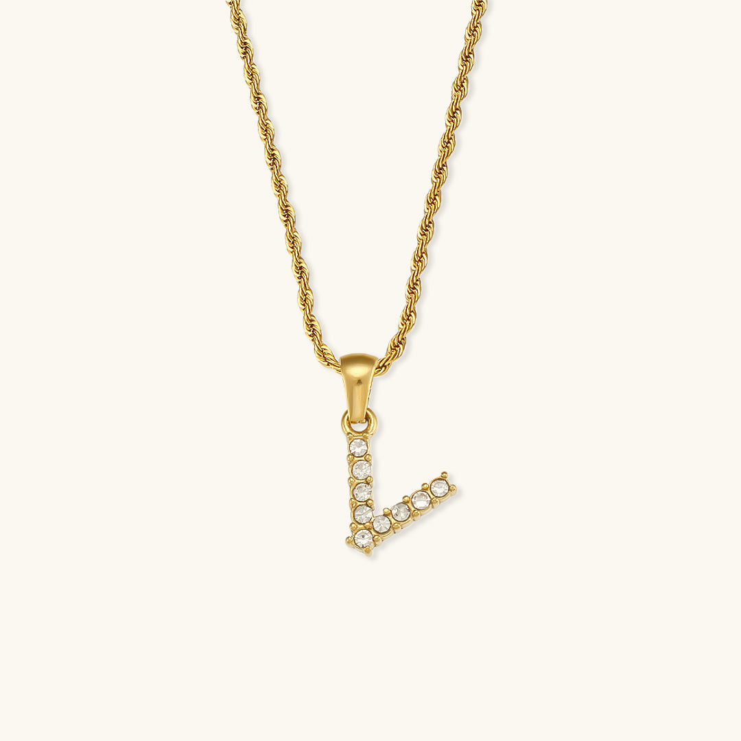 Initial Diamond Pendant Necklace for Women