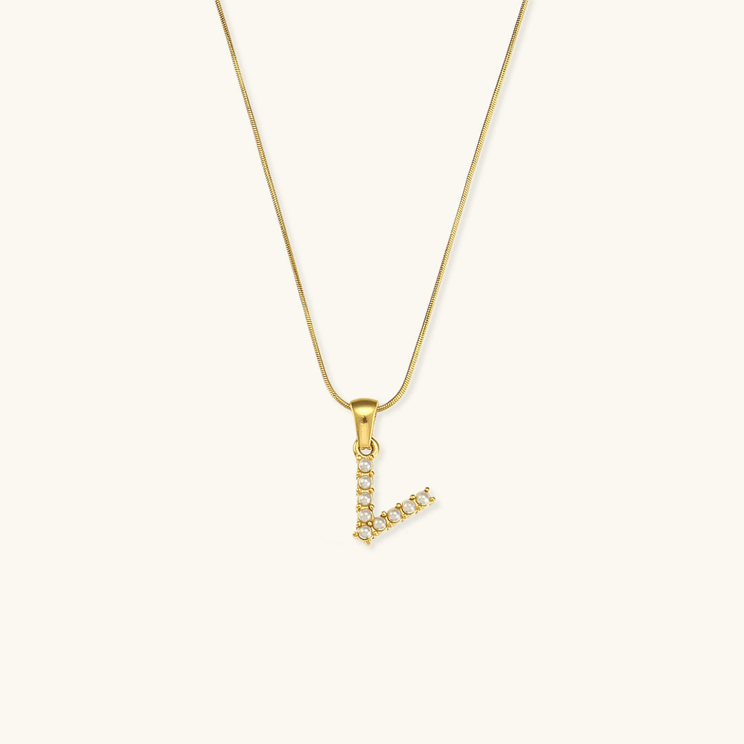 Initial Letter Pearl Pendant Necklace