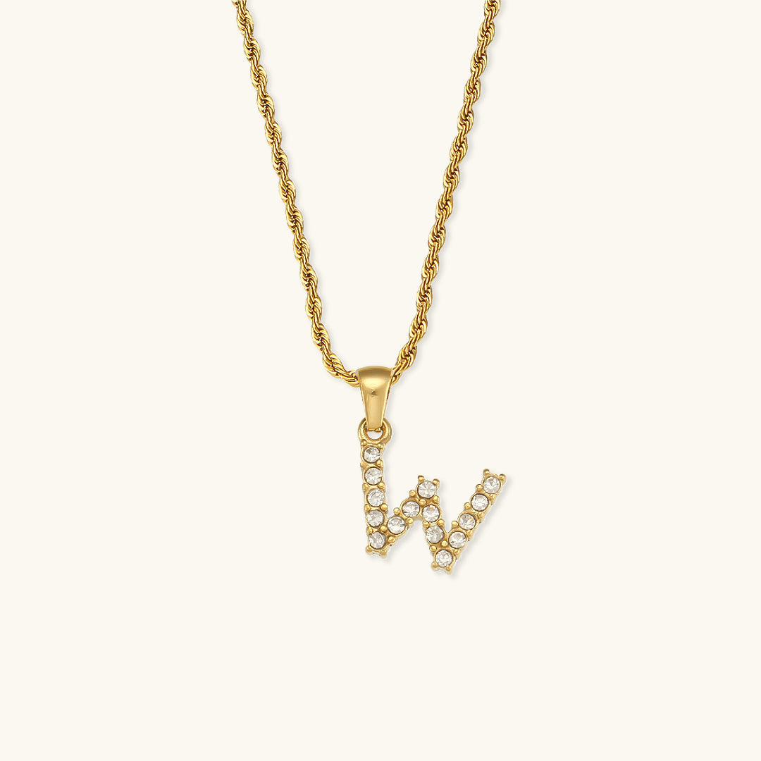 Initial Diamond Pendant Necklace for Women