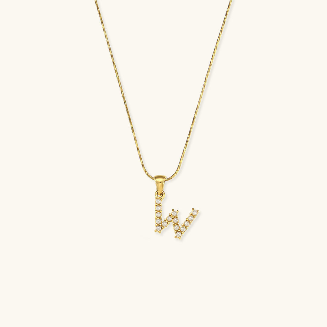 Initial Letter Pearl Pendant Necklace