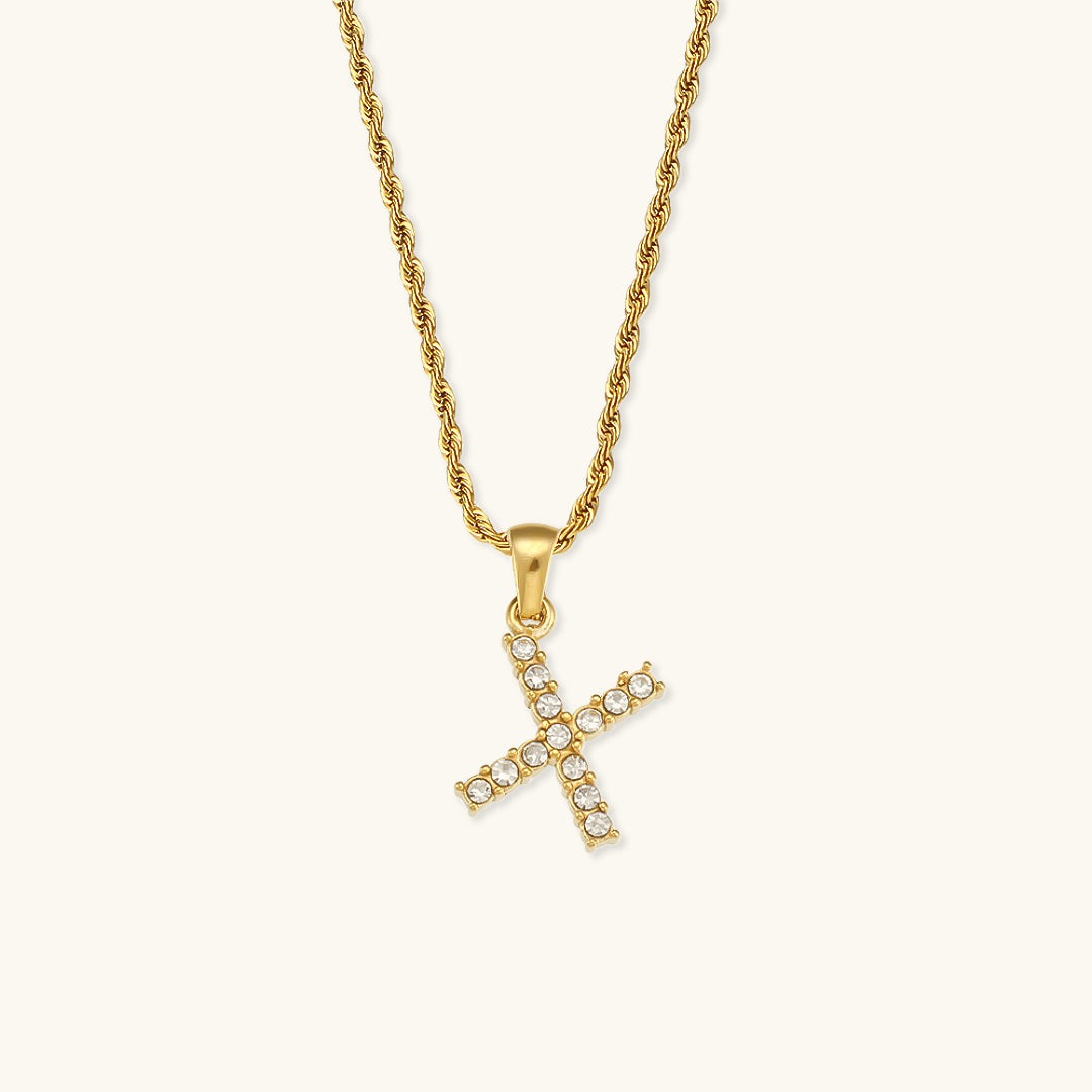 Initial Diamond Pendant Necklace for Women