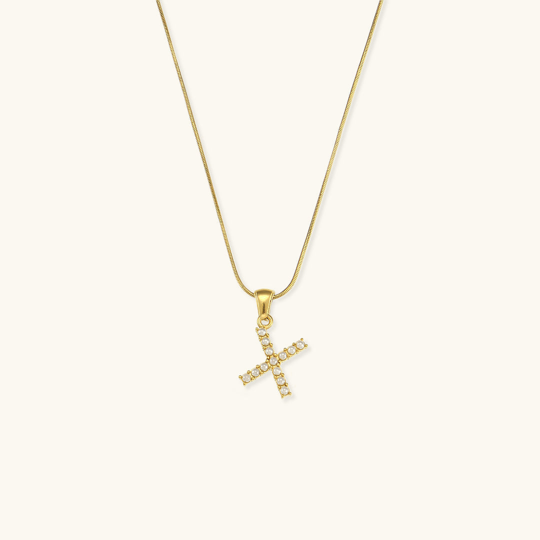 Initial Letter Pearl Pendant Necklace