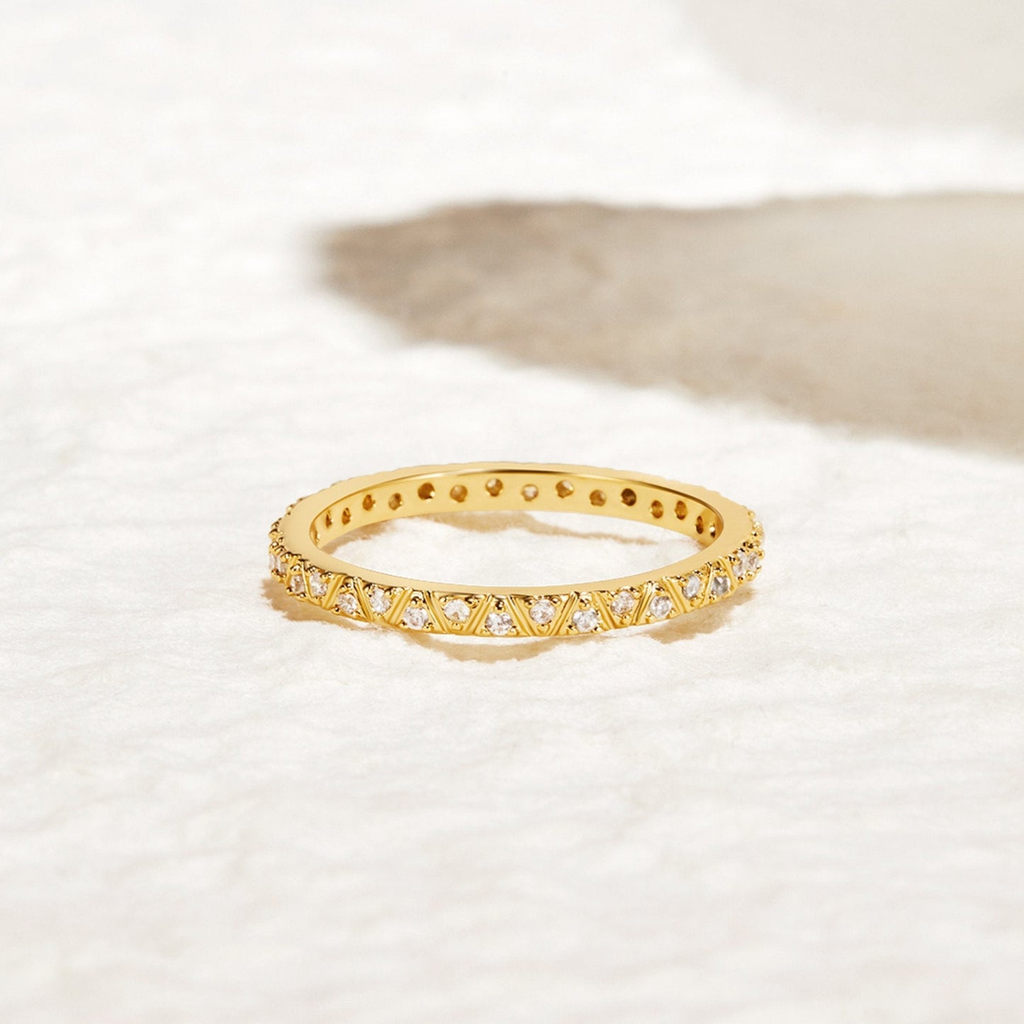 Gold Crystal Band Ring for Women