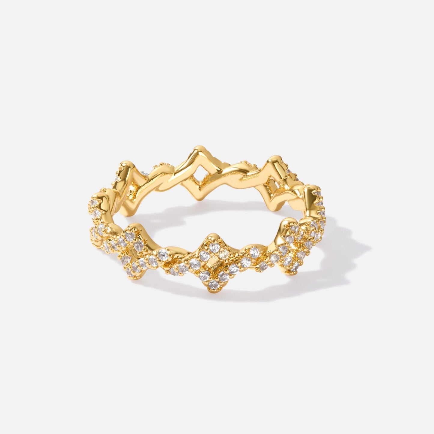 Twisted Crystal Crown Ring Design