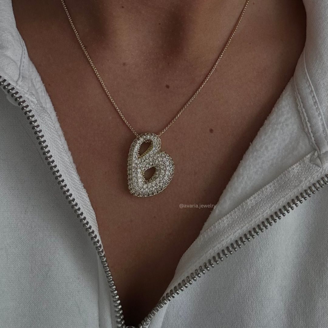 Diamond Initial Pendant Necklace for Women