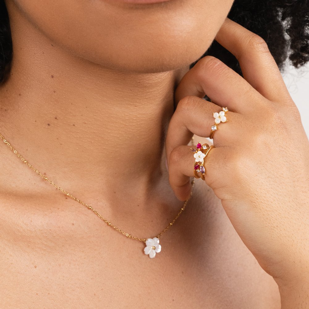 Flower Opal Gemstone Statement Ring