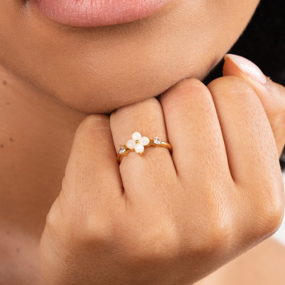 Flower Opal Gemstone Statement Ring